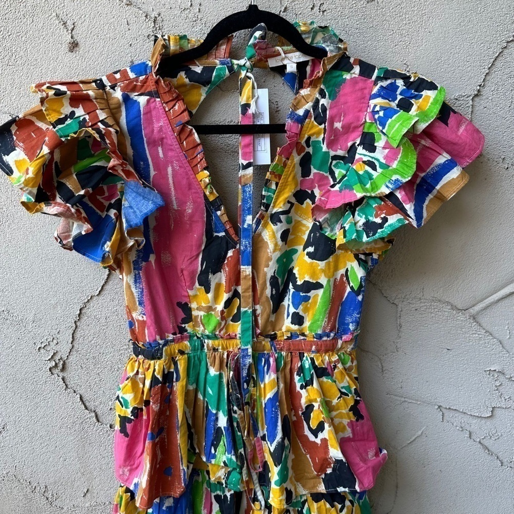 Love The Label Penelope V Neck Ruffle Maxi Dress with Drawstring Be… - Picture 6 of 10
